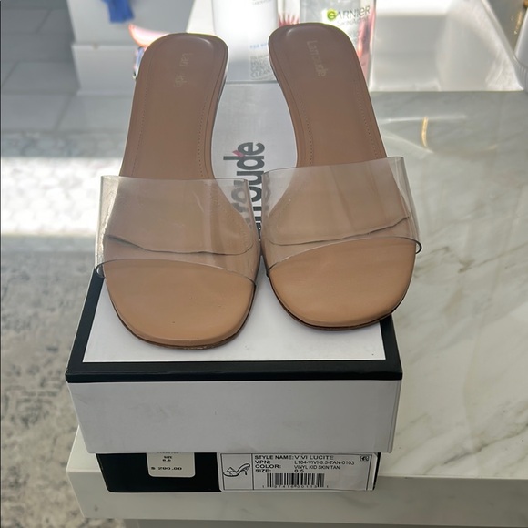 Larroude Shoes - Larroude Tan Slide Sandals Minimalist Design
